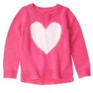 NWT Gymboree Girls Fuzzy Heart Pink Sweater! M(7-8
